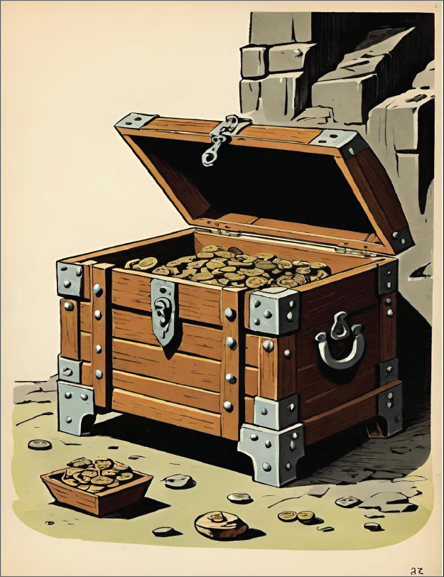 Chest card art &mdash; treasure chest of gold
